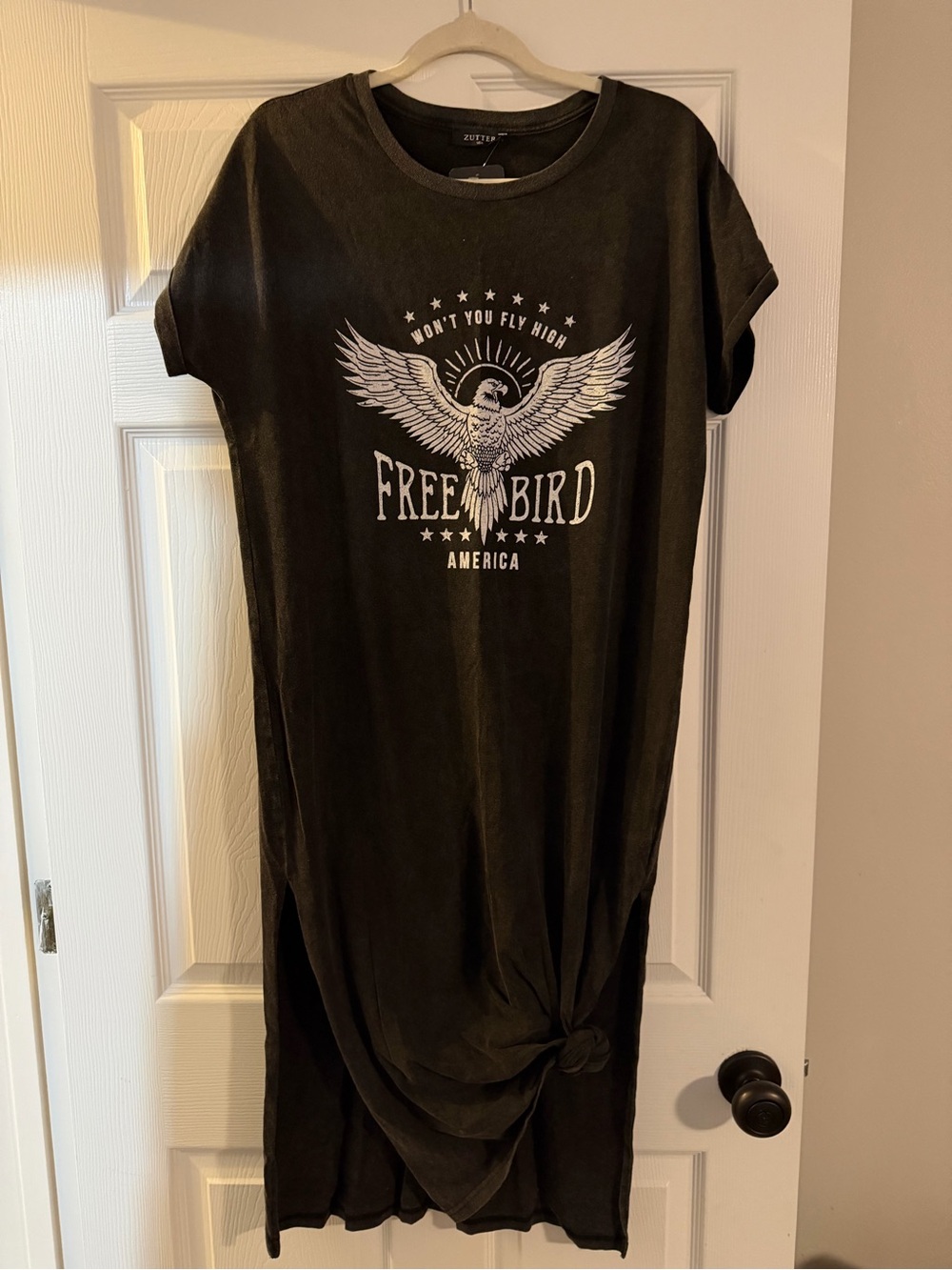Free Bird America Black Graphic Bird Dress by Zutter